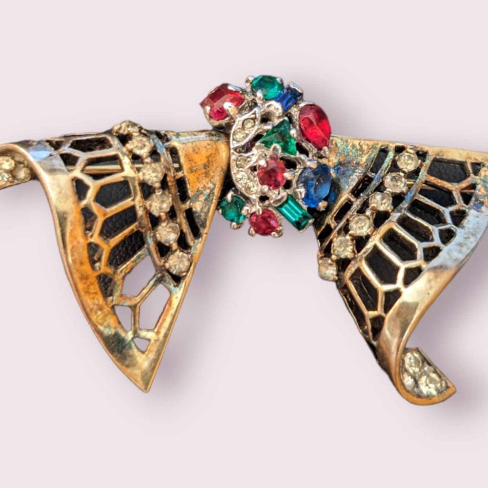 RARE Trifari Sterling 'Alfred Philippe's Riviera Series Tricolor Brooch